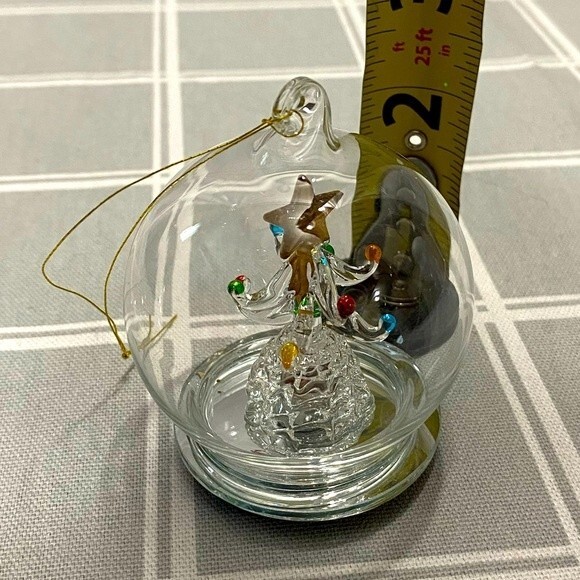 Christmas Ornament Hanging Ball Spun Glass Tree Colored Balls & Gold Star - Picture 4 of 6